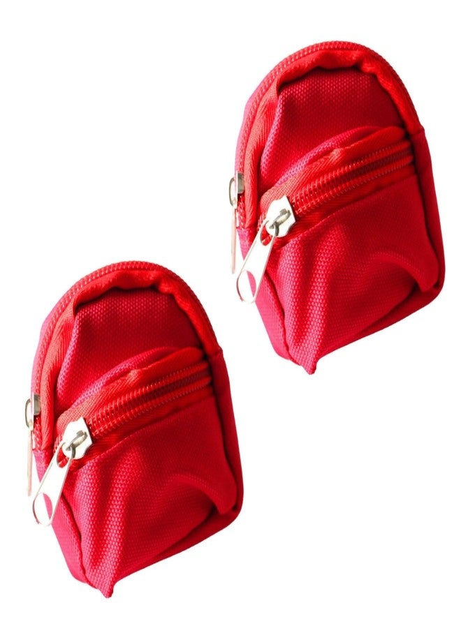 Wentoenapp 2Pcs Red Mini Doll Backpack School Bag Model Dollhouse School Accessory for 1/6 Scale Dollhouse Décor, Simulation Mini School Bag Model, Dollhouse Accessories - Image 1